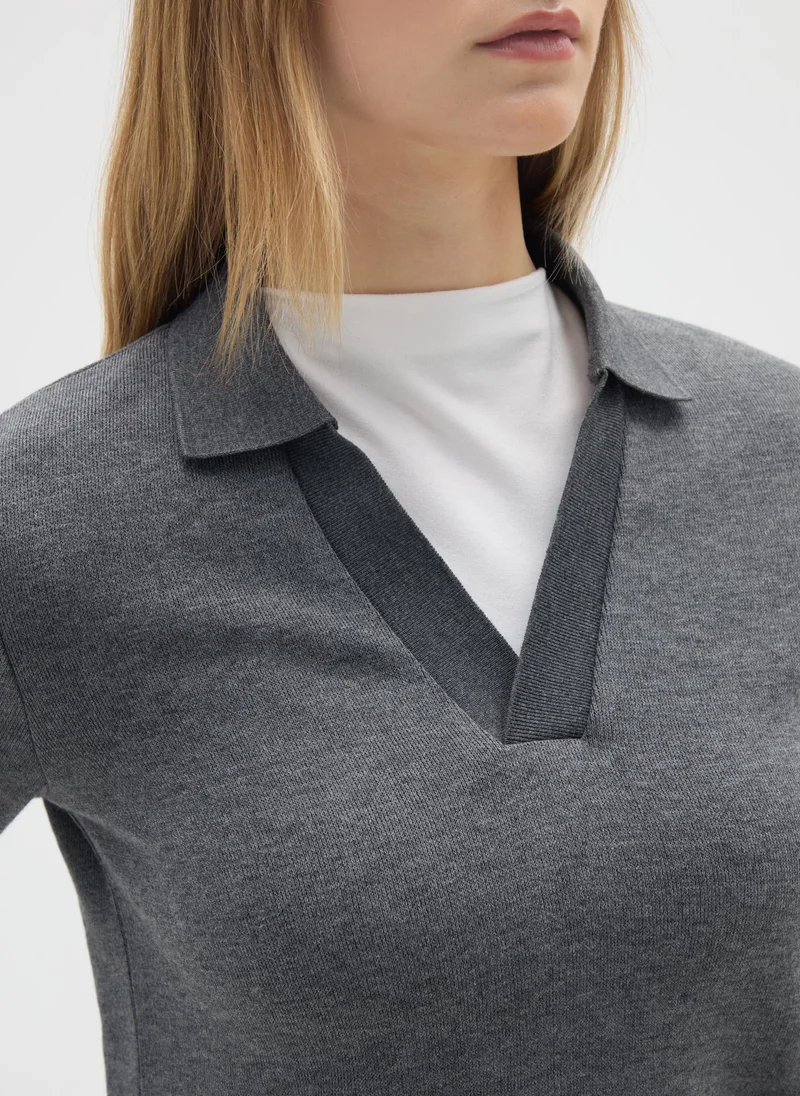 Ovs  OVS Grey Long-Sleeve Polo for Women | Best Price UAE