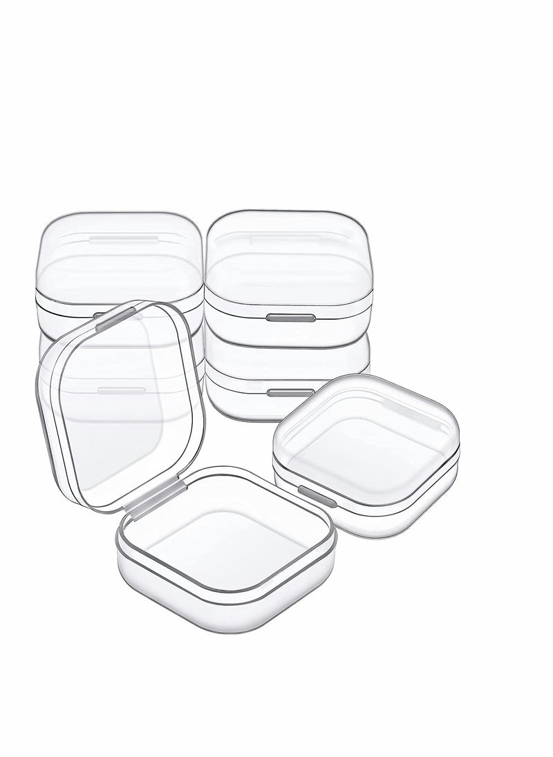 KASTWAVE 6 Pieces Mini Plastic Clear Beads Storage Containers Box for Collecting Small Items, Beads, Jewelry, Business Cards, Game Pieces, Crafts and Other Craft Projects (1.37 x 1.37 x 0.7 Inch)  - Image 1