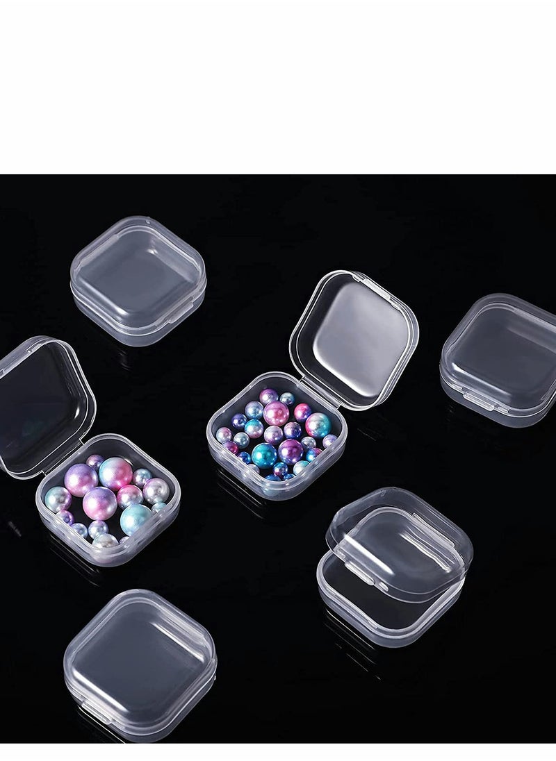 KASTWAVE 6 Pieces Mini Plastic Clear Beads Storage Containers Box for Collecting Small Items, Beads, Jewelry, Business Cards, Game Pieces, Crafts and Other Craft Projects (1.37 x 1.37 x 0.7 Inch)  - Image 2