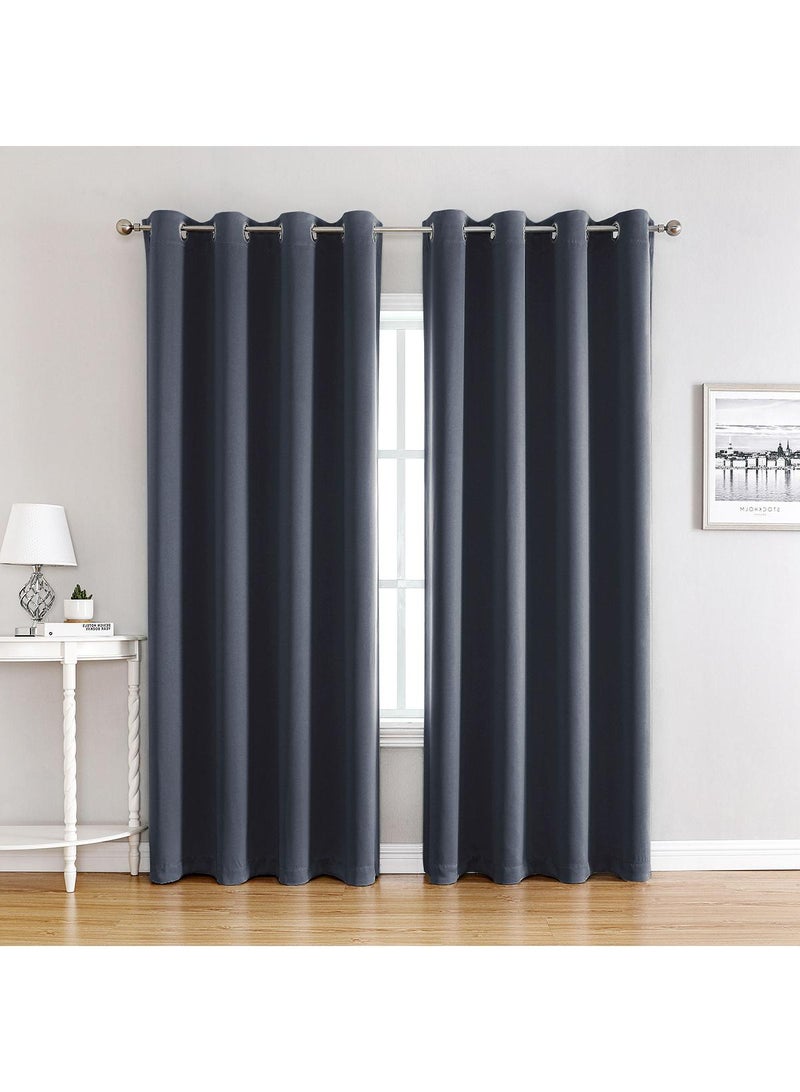 Bluejw 2-Piece Solid Color Blackout Outdoor Curtains Dark Cyan  - Image 1