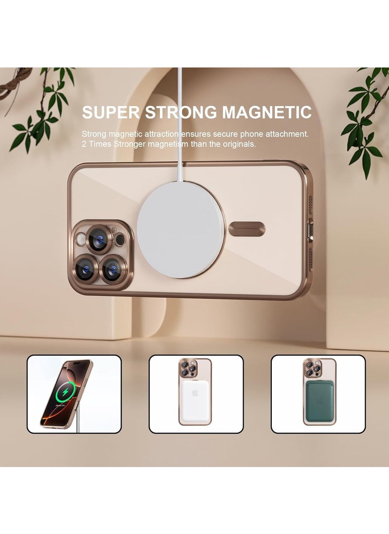 ماركة غير محددة - جراب iPhone 16 Pro مع MagSafe، مغناطيس قوي، [غطاء رقيق مقاوم للصدمات] واقي كامل لعدسة الكاميرا، غطاء حماية ناعم مقاوم للصدمات ومقاوم للاصفرار، مضاد للخدش وبصمات الأصابع، ذهبي صحراوي - Image 1