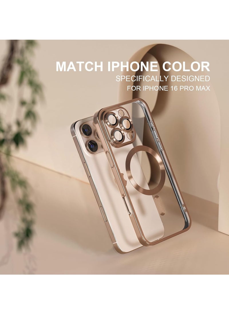 ماركة غير محددة - جراب iPhone 16 Pro مع MagSafe، مغناطيس قوي، [غطاء رقيق مقاوم للصدمات] واقي كامل لعدسة الكاميرا، غطاء حماية ناعم مقاوم للصدمات ومقاوم للاصفرار، مضاد للخدش وبصمات الأصابع، ذهبي صحراوي - Image 1