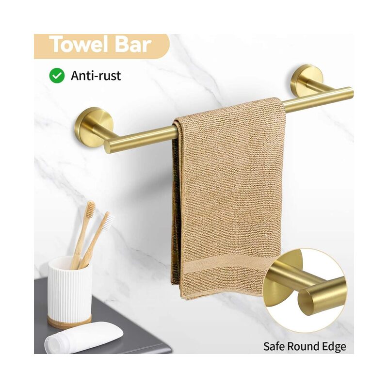 LAMAY 10 Pcs Bathroom Hardware Set, Brushed Nickel Bath Hardware Set, Bathroom Accessories Including 16" Hand Towel Bars Toilet Paper Holders, Towel Rings Robe Towel Hooks - Image 2