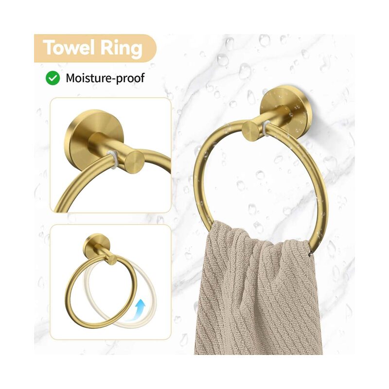 LAMAY 10 Pcs Bathroom Hardware Set, Brushed Nickel Bath Hardware Set, Bathroom Accessories Including 16" Hand Towel Bars Toilet Paper Holders, Towel Rings Robe Towel Hooks - Image 5