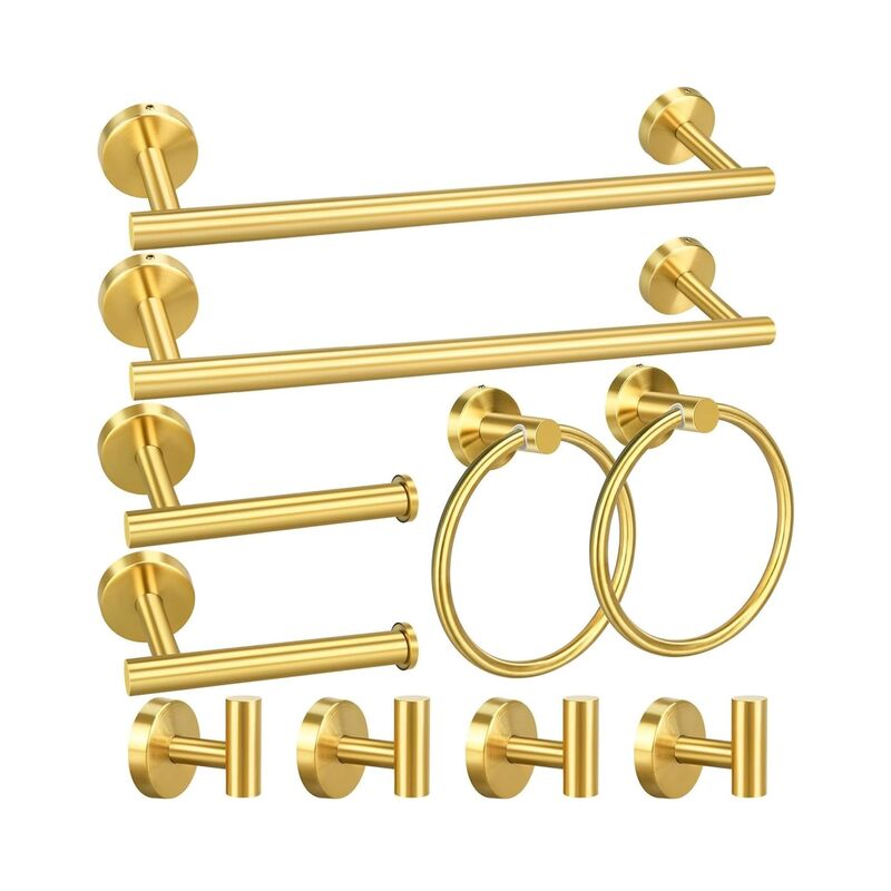 LAMAY 10 Pcs Bathroom Hardware Set, Brushed Nickel Bath Hardware Set, Bathroom Accessories Including 16" Hand Towel Bars Toilet Paper Holders, Towel Rings Robe Towel Hooks - Image 1