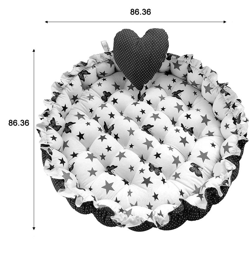 MOTHERHOOD MOTHERHOOD Round Baby Tub Bed HeartShaped Pillow Luxury Baby Mattress Bed Sleeper Bedding Set Safe Cotton Fabric with RFilled UltraSoft Comfortable for Newborn to Toddlers Pink - Image 3