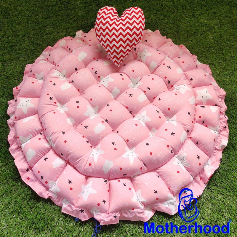 MOTHERHOOD MOTHERHOOD Round Baby Tub Bed HeartShaped Pillow Luxury Baby Mattress Bed Sleeper Bedding Set Safe Cotton Fabric with RFilled UltraSoft Comfortable for Newborn to Toddlers Pink - Image 5
