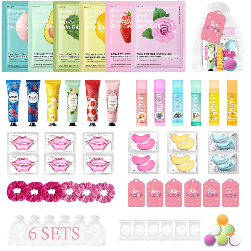 Erinde 60 PCS Spa Party Supplies for Girls, Spa Party Favors Include Face Masks Skincare, Hand Cream, Lip Balm, Under Eye Patches, Lip Mask, Foot Bath Bombs, Bulk Birthday Sleepover Party Supplies for Women - Image 1