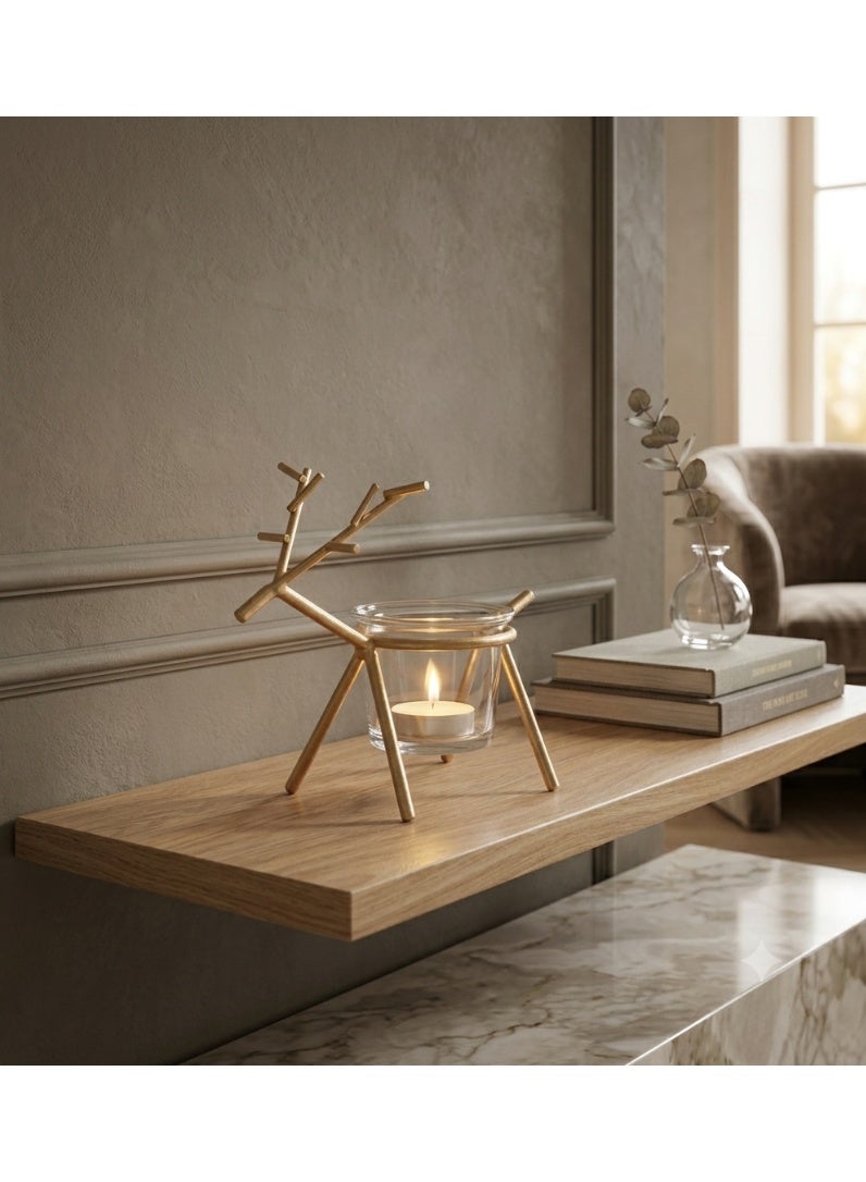 Decorative Metal Deer Figurine Candle Stand for Christmas & Home Decor