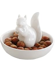 LA JOLIE MUSE LA JOLIE MUSE Nut Bowl Snack Serving Dish - Ceramic Squirrel Stand Candy Dish for Pistachio, Peanuts, Edamame  - Image 1