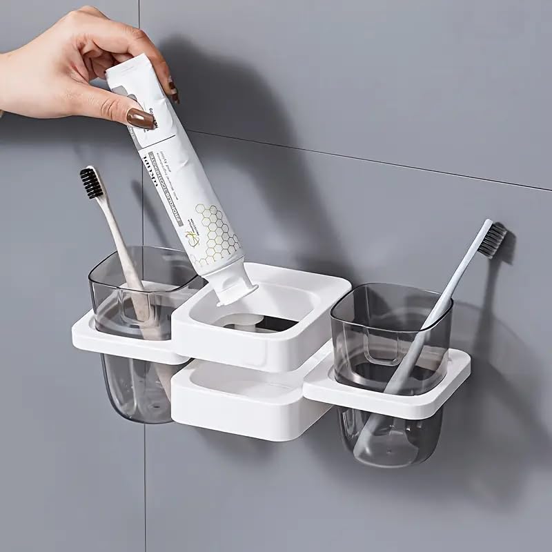 Apexx Toothbrush Holders for Bathroom Wall-Mounted & Storage Rack - Dual Toothbrush Holder for Bathroom - Space-Saving Organizer for Toothbrushes & Accessories (2 Cup) - Image 3