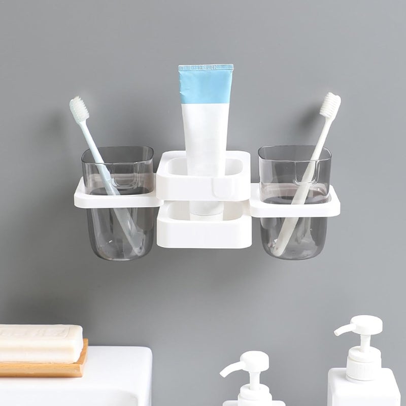 Apexx Toothbrush Holders for Bathroom Wall-Mounted & Storage Rack - Dual Toothbrush Holder for Bathroom - Space-Saving Organizer for Toothbrushes & Accessories (2 Cup) - Image 1
