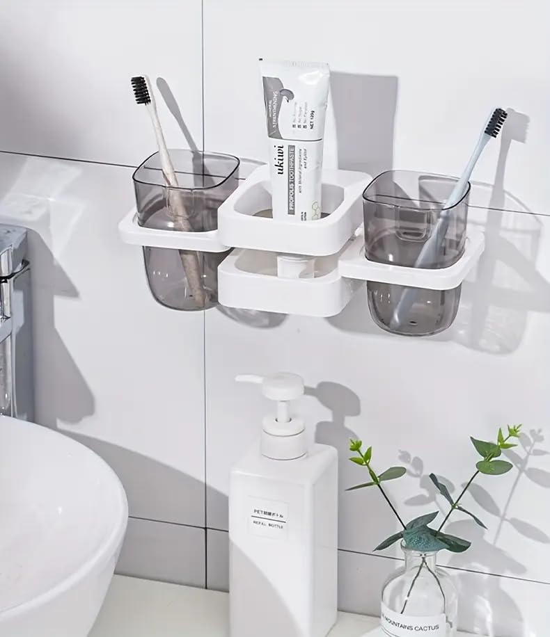 Apexx Toothbrush Holders for Bathroom Wall-Mounted & Storage Rack - Dual Toothbrush Holder for Bathroom - Space-Saving Organizer for Toothbrushes & Accessories (2 Cup) - Image 5