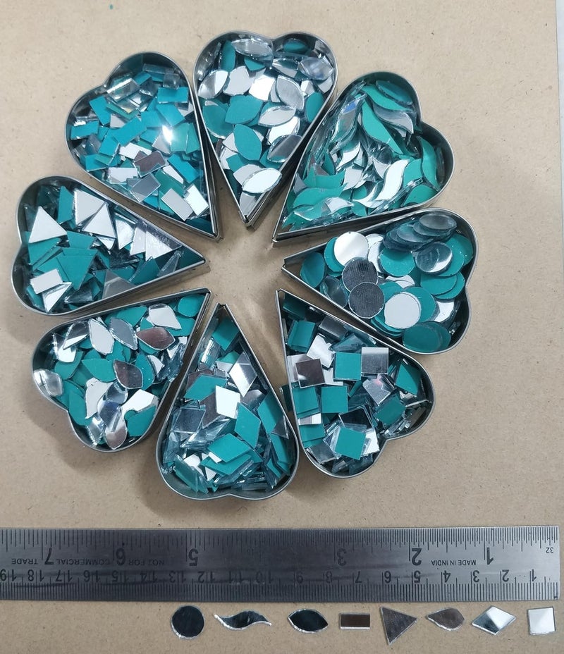 Kilo Cool HVAC 8 Shape Mirror KIT for Jewellery Making, Other Craft Work Like Project, LIPPAN Art, Work Decoration (Total 880 Piece,110 PCS of Each Shape) Free Glue Cone (Combo 8 Shape Mirror)  - Image 2