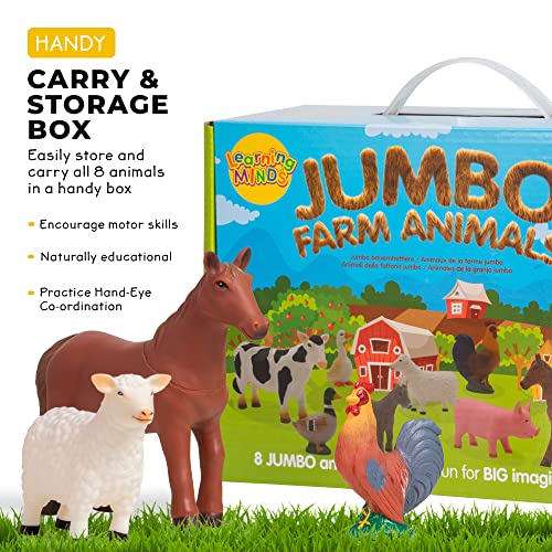 Learning Minds Set of 8 Jumbo Farm Animal Figures - Farm Animals for Toddlers Age 1-3 - Farm Toy for Kids Age 18 Months Plus - Animal Toys for Kids 1,2,3 Years Old - Image 3