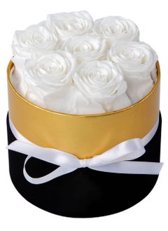 Excefore Forever Flowers Round Box, 7 Piece Preserved Roses, Immortal Roses That Last A Year, Eternal Rose Preserved Flowers for Delivery Prime Mothers Day & Valentines Day, White  - Image 1