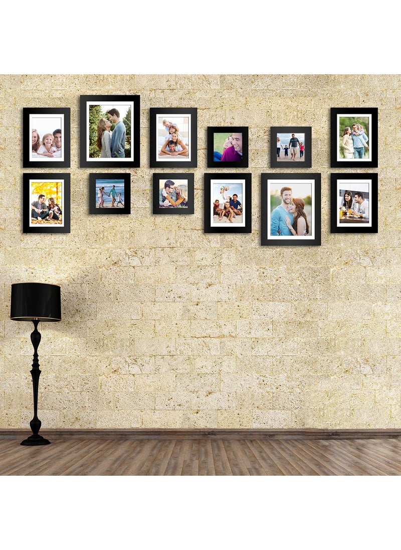 Art Street Art Street - Set of 12 Individual Black Wall Photo Frames Wall Hanging (Mix Size)(4 Units 5X5, 6 Units 6X8, 2 Units 8X10 inches)|| Free Hanging Accessories Included ||  - Image 1