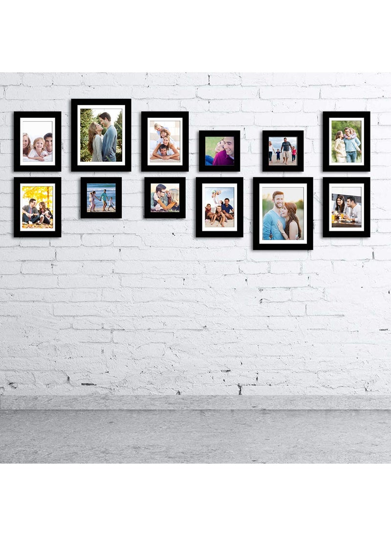 Art Street Art Street - Set of 12 Individual Black Wall Photo Frames Wall Hanging (Mix Size)(4 Units 5X5, 6 Units 6X8, 2 Units 8X10 inches)|| Free Hanging Accessories Included ||  - Image 4