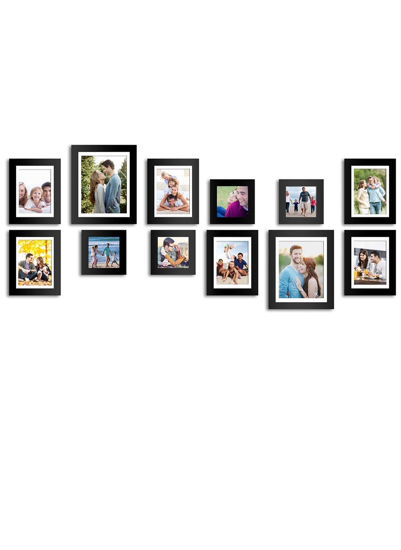 Art Street Art Street - Set of 12 Individual Black Wall Photo Frames Wall Hanging (Mix Size)(4 Units 5X5, 6 Units 6X8, 2 Units 8X10 inches)|| Free Hanging Accessories Included ||  - Image 3