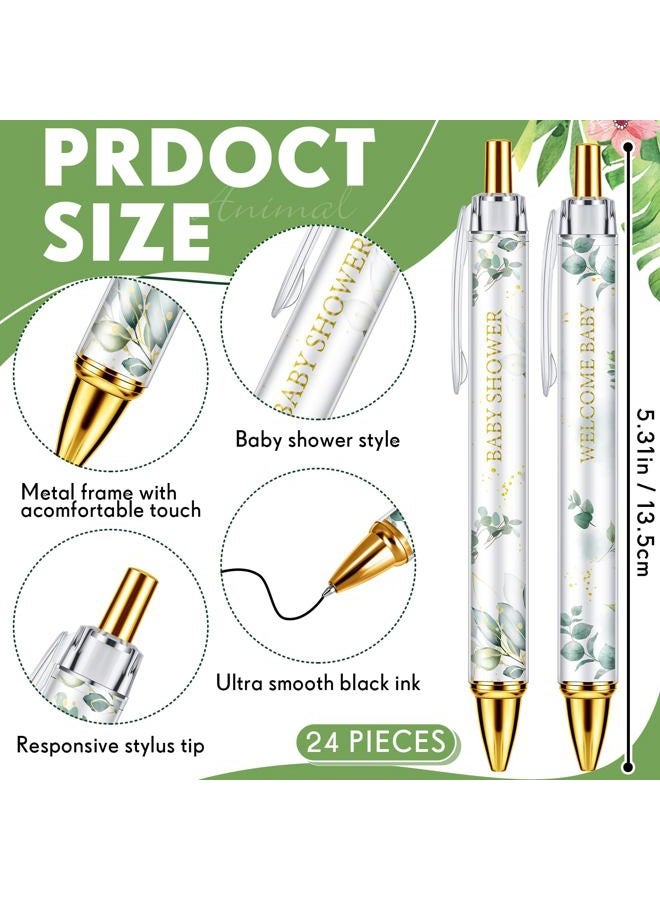 Chuangdi 24 Pcs Baby Shower Ballpoint Pens Favors Bulk Retractable Ballpoint Pen Black Ink with Baby Shower Gifts for Guests School Supply(Leaf) - Image 2