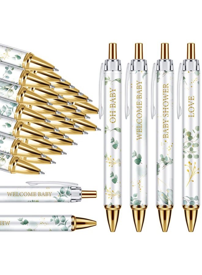 Chuangdi 24 Pcs Baby Shower Ballpoint Pens Favors Bulk Retractable Ballpoint Pen Black Ink with Baby Shower Gifts for Guests School Supply(Leaf) - Image 1