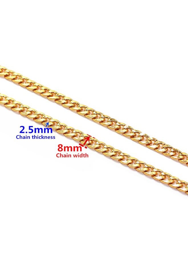 Model Worker DIY Iron Flat Chain Strap Handbag Chains Purse Chain Straps Shoulder Cross Body Replacement Straps with Metal Buckles (31.5", Gold) - Image 2