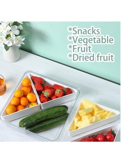 KASTWAVE Veggie Tray with Lid-Divided Serving Tray With Lid ,Tray with 4 Compartments , Reusable Food Storage Containers for Party Serving Platter, Fruit Vegetable Snack Tray Container,Nut ,Desserts,Fridge  - Image 3