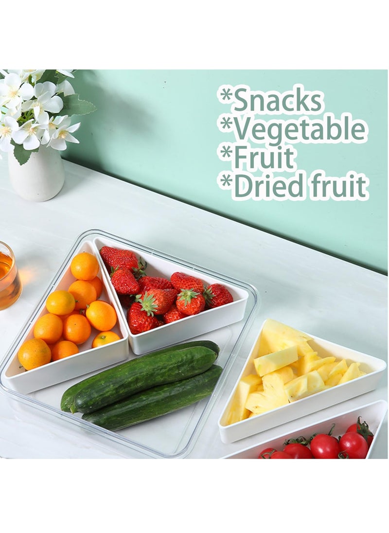 KASTWAVE - Veggie Tray with Lid-Divided Serving Tray With Lid ,Tray with 4 Compartments , Reusable Food Storage Containers for Party Serving Platter, Fruit Vegetable Snack Tray Container,Nut ,Desserts,Fridge - Image 1