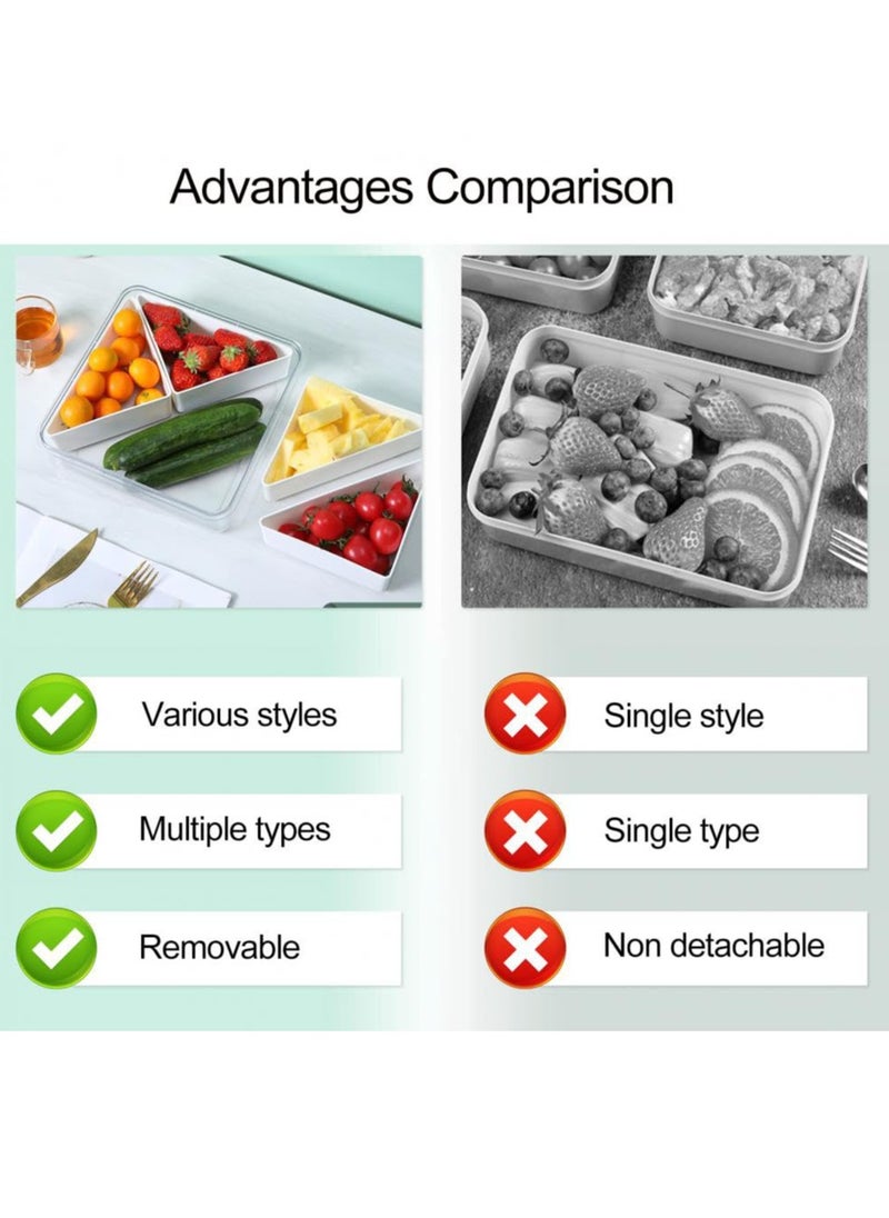 KASTWAVE - Veggie Tray with Lid-Divided Serving Tray With Lid ,Tray with 4 Compartments , Reusable Food Storage Containers for Party Serving Platter, Fruit Vegetable Snack Tray Container,Nut ,Desserts,Fridge - Image 1