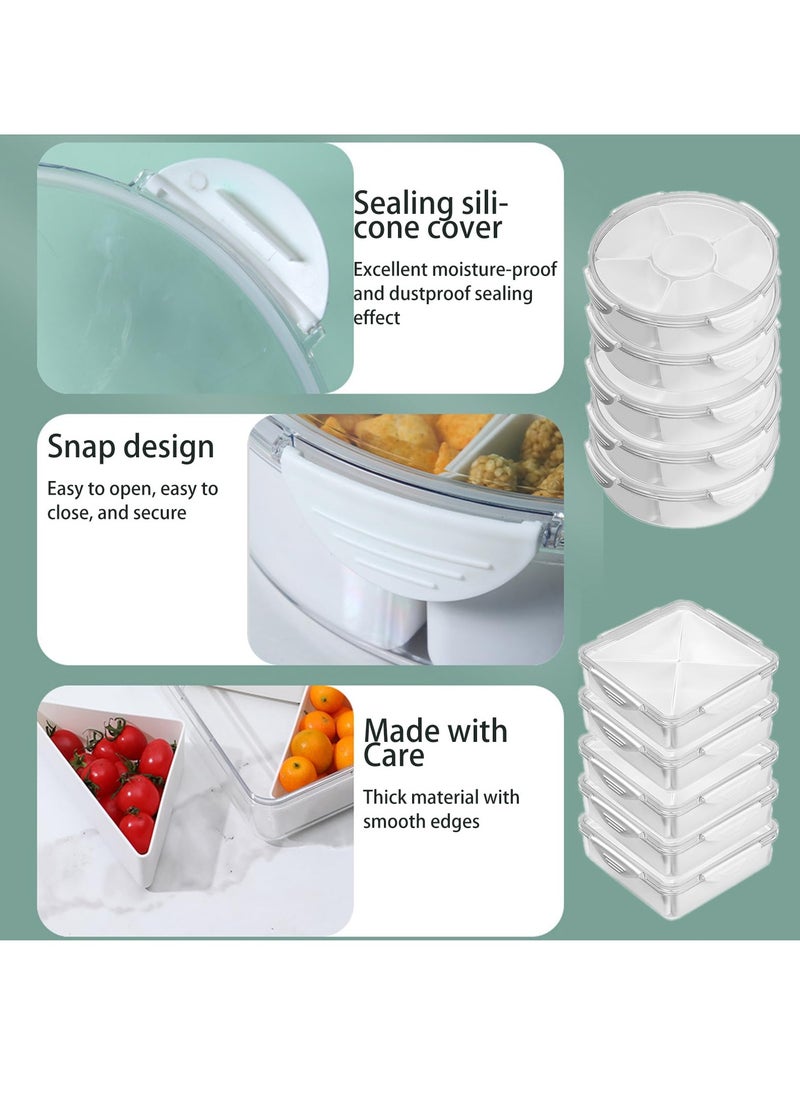 KASTWAVE - Veggie Tray with Lid-Divided Serving Tray With Lid ,Tray with 4 Compartments , Reusable Food Storage Containers for Party Serving Platter, Fruit Vegetable Snack Tray Container,Nut ,Desserts,Fridge - Image 1