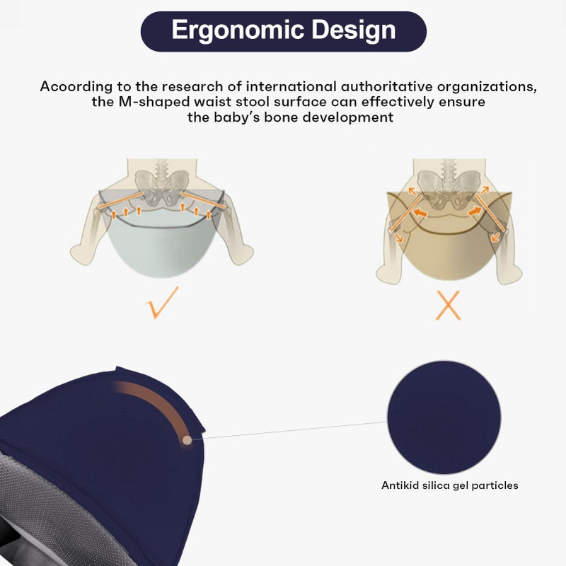 Ocanoiy Baby Carrier Newborn to Toddler Baby Wrap Carrier with Hip Seat Kangaroo Carrier Toddler Infant Baby Holder for Men Women Dad Mom (Dark Blue) - Image 5