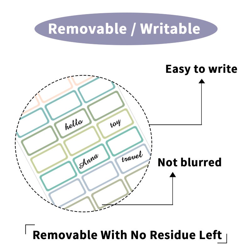 STARLIBOO Removable Labels, Removable Colored Labels Stickers, Self-Adhesive Rectangular Stickers Water/Oil/Tear Resistant for Food Containers/Classroom/Storage (8 Colors, 360 Labels) - Image 2
