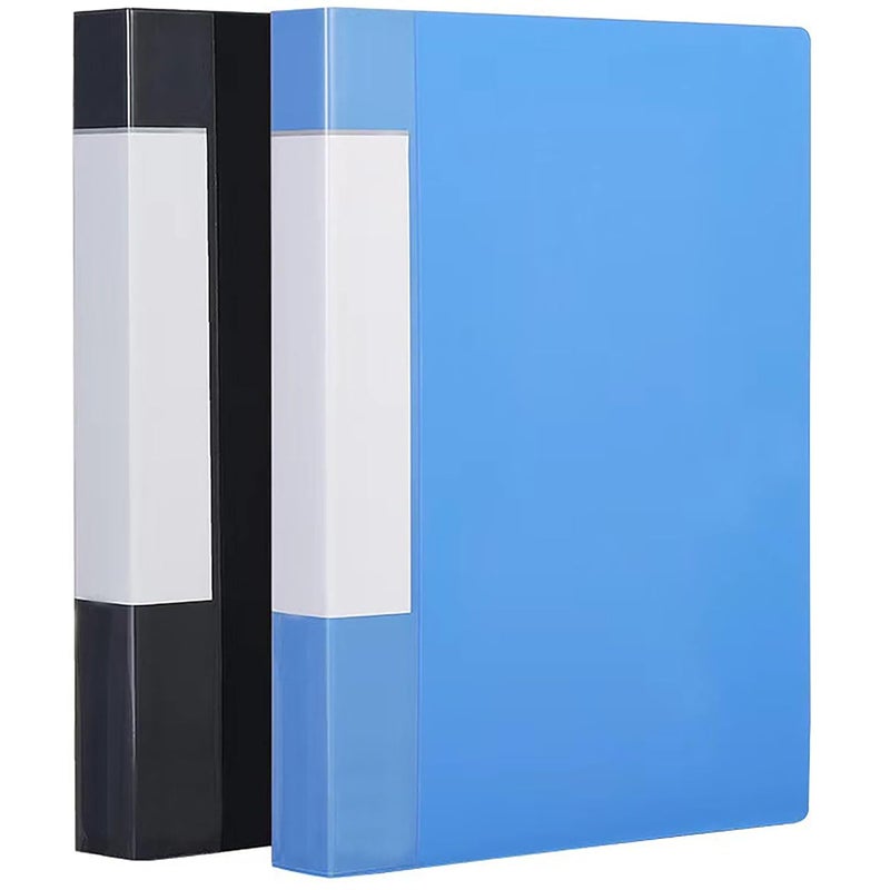RONTENO A4 Display Presentation File Folder | Clear Pockets Art Plastic Sleeves Protectors Translucent Cover | 60 Pocket Document Binders | Portfolio File Folder for Home, School, Office Set of Two - Image 1