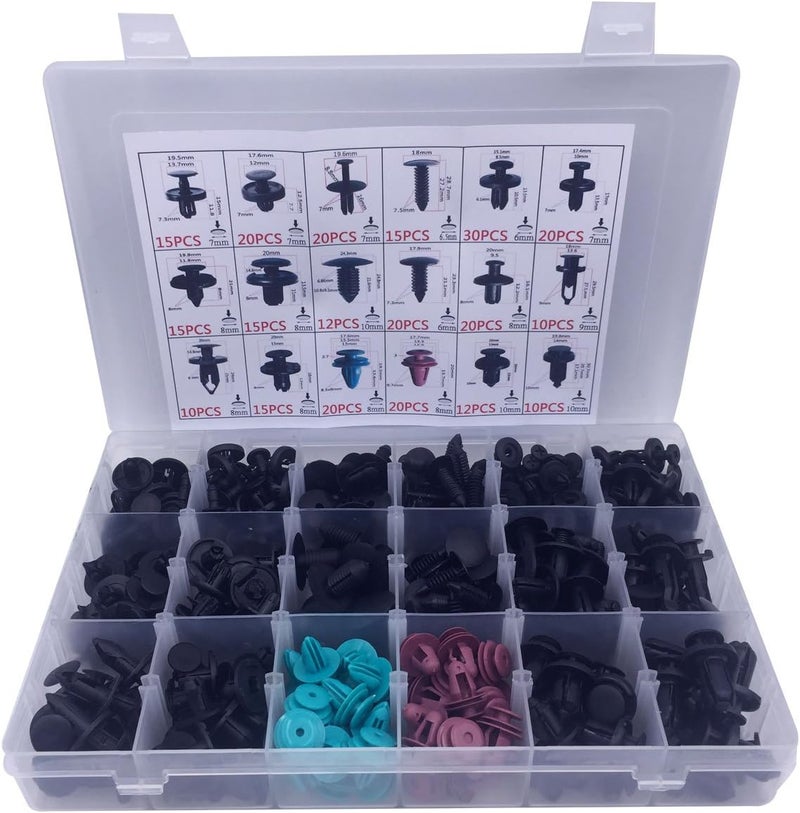 Lantee 299 PCS Car Push Pins Bumper Door Panel Trim Clips Kit - 18 Sizes for BMW, Toyota, Honda, Benz, Nissan, Subaru, Mazda, Audi - Image 1
