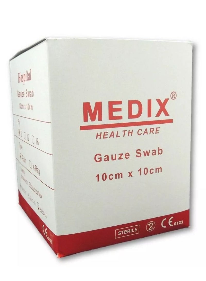 MEDIX مسحة شاش معقمة ميدكس 10 سم × 10 سم 8 طبقات - Image 1