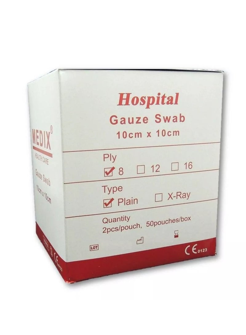 MEDIX مسحة شاش معقمة ميدكس 10 سم × 10 سم 8 طبقات - Image 2