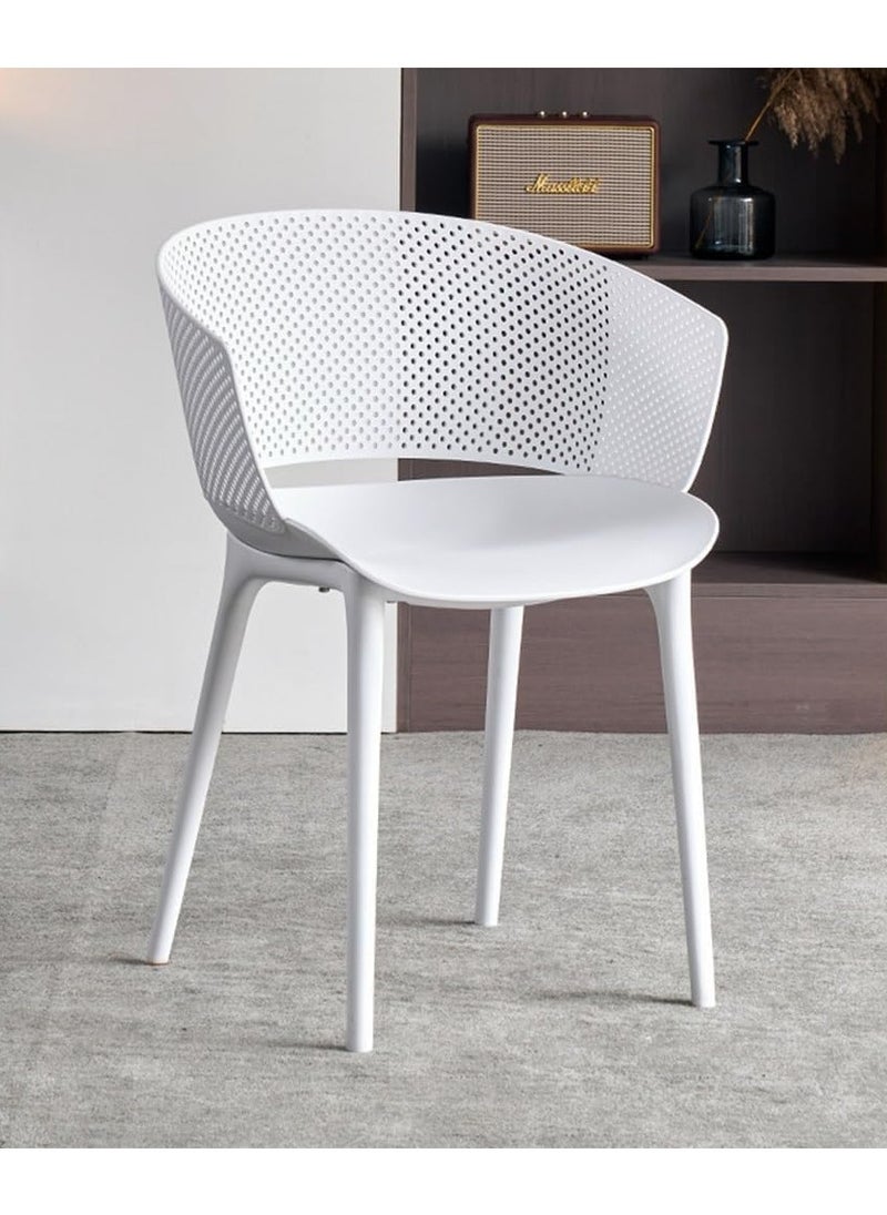 MAPLE HOME DECORATION - Maple Home Modern Plastic Dining Armchair Stackable Curved Backrest Nordic Leisure Living Outdoor Garden Indoor Patio Furniture - Image 1