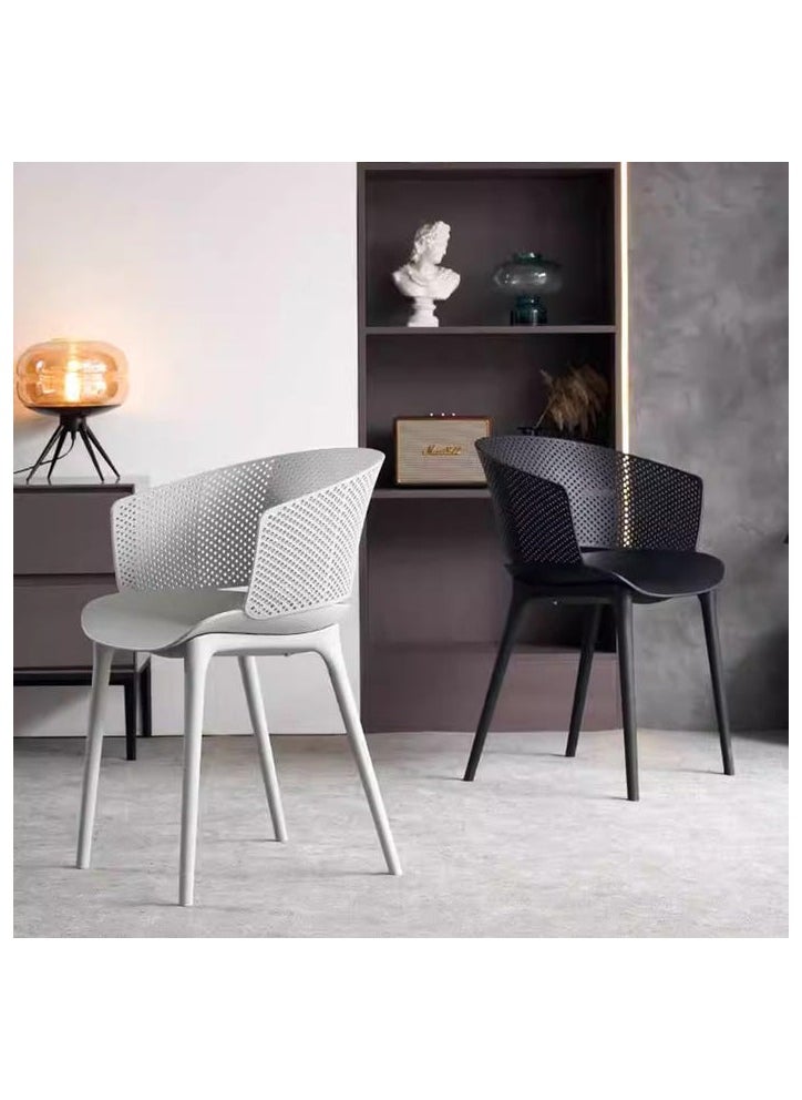 MAPLE HOME DECORATION - Maple Home Modern Plastic Dining Armchair Stackable Curved Backrest Nordic Leisure Living Outdoor Garden Indoor Patio Furniture - Image 1