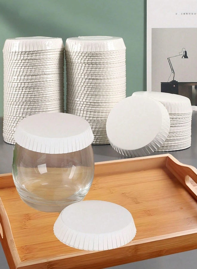 100 disposable paper cup lids (7cm*7cm), paper hot cup lids for coffee cups and tea cups, coffee cup lids suitable for espresso, hot and cold drinks, tea, coffee, hot tea cups, white disposable coffee cup lids, coffee cup lids.  - Image 1
