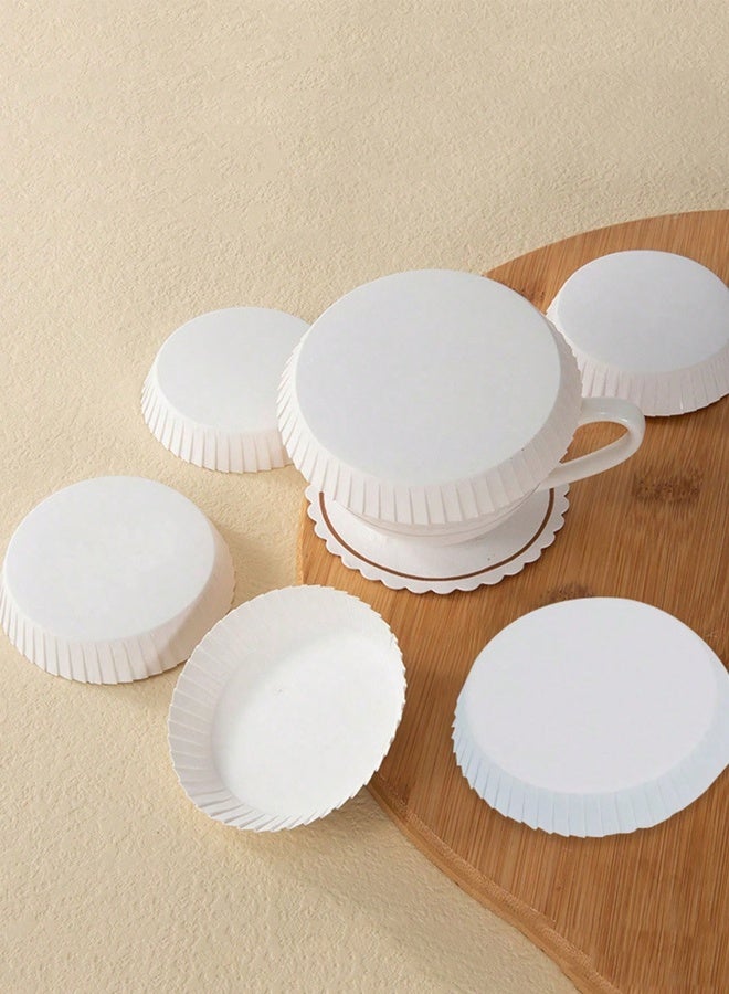 100 disposable paper cup lids (7cm*7cm), paper hot cup lids for coffee cups and tea cups, coffee cup lids suitable for espresso, hot and cold drinks, tea, coffee, hot tea cups, white disposable coffee cup lids, coffee cup lids.  - Image 3