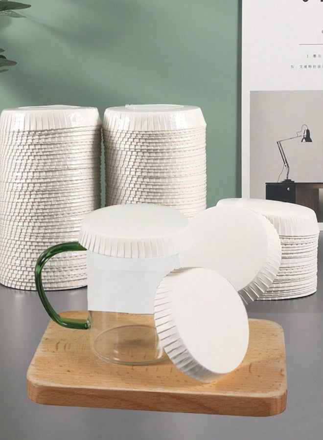 100 disposable paper cup lids (7cm*7cm), paper hot cup lids for coffee cups and tea cups, coffee cup lids suitable for espresso, hot and cold drinks, tea, coffee, hot tea cups, white disposable coffee cup lids, coffee cup lids.  - Image 2