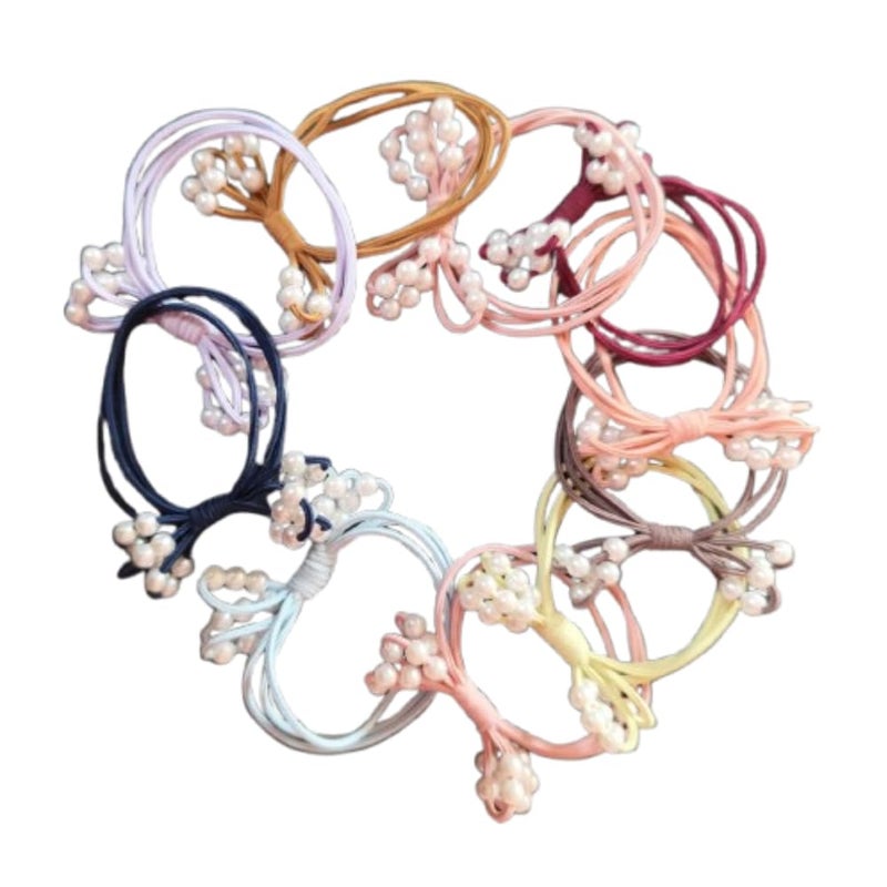 Generic DPSK Hair Elastics Ties Ponytail Elastic Hair Holder Thin Headband No Crease Hair Band Stretchable Rubber Hair Band Multicolored 10 pieces  - Image 1