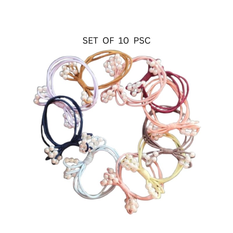 Generic DPSK Hair Elastics Ties Ponytail Elastic Hair Holder Thin Headband No Crease Hair Band Stretchable Rubber Hair Band Multicolored 10 pieces  - Image 2