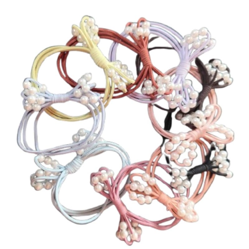 Generic DPSK Hair Elastics Ties Ponytail Elastic Hair Holder Thin Headband No Crease Hair Band Stretchable Rubber Hair Band Multicolored 10 pieces  - Image 5