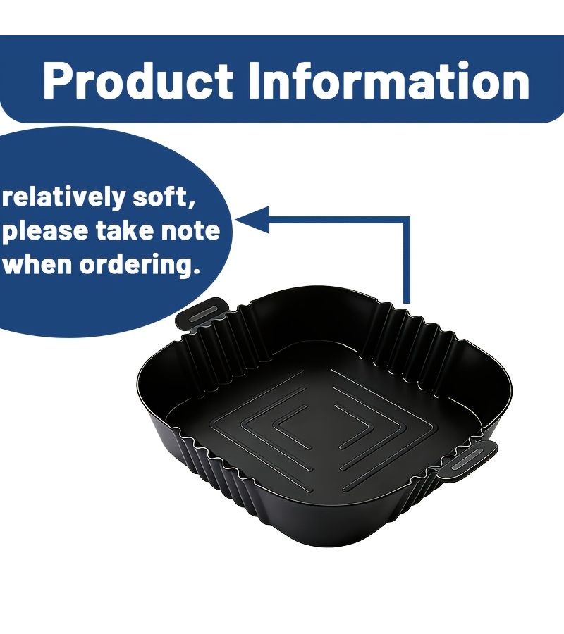 2pcs Black Reusable Air Fryer Liners Square Soft Easy Clean Oven Baking Tool Kitchen Accessories Compatible 3 6 Quart Liter Air Fryers - Image 2