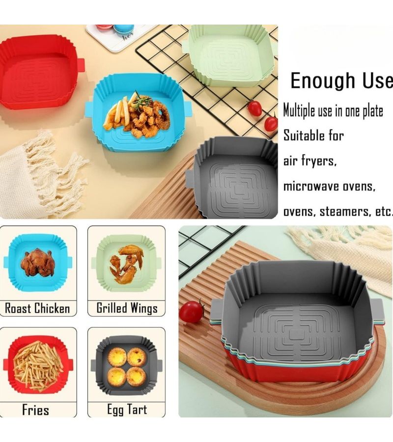 2pcs Black Reusable Air Fryer Liners Square Soft Easy Clean Oven Baking Tool Kitchen Accessories Compatible 3 6 Quart Liter Air Fryers - Image 5