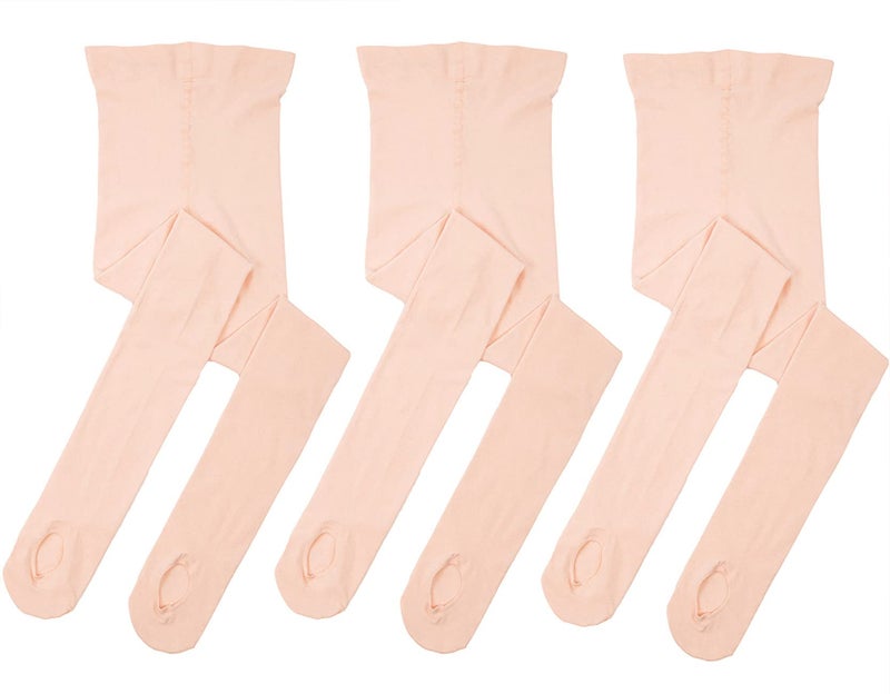 MdnMd 3 Pack Transition Footless Ballet Legging Stocking Pantyhose Dance Ballet Tights for Toddler Girls (Ballet Pink, Child Age 4-6) - Image 2