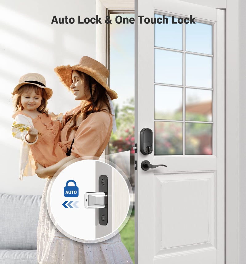 Veise RZ07 Smart Lock, Fingerprint Door Lock, 7-in-1 Keyless Entry with App Control, Electronic Touchscreen Keypad Deadbolt, Biometric Smart Locks for Front Door, Matte Black - Image 3
