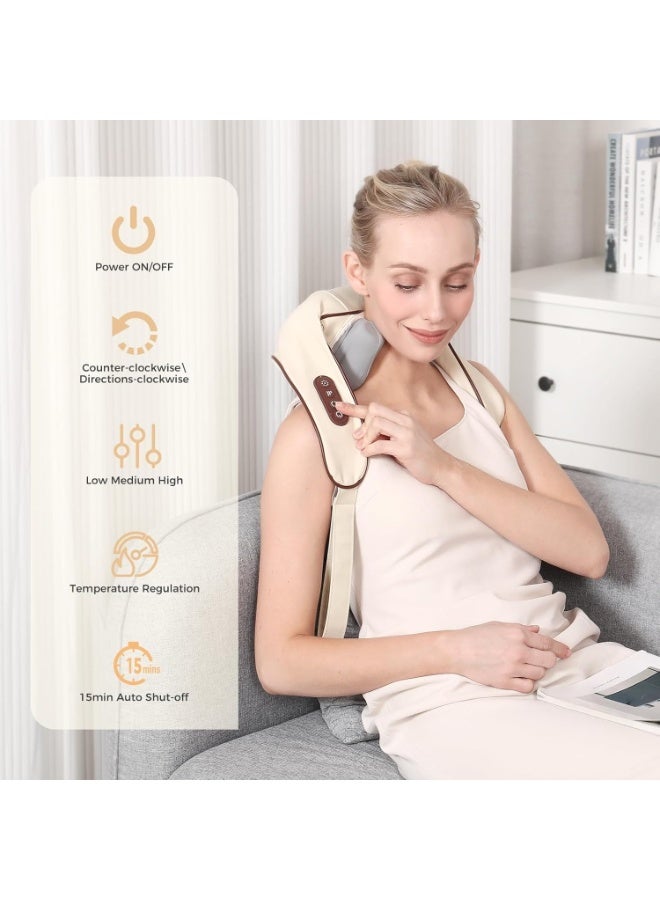 جهاز تدليك محمول للكتف والرقبة مع خاصية التسخين - جهاز تدليك عميق للأنسجة قابل لإعادة الشحن للظهر لتخفيف آلام العضلات وتقليل التوتر والاسترخاء - Image 2