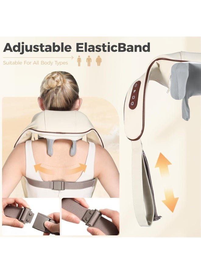 جهاز تدليك محمول للكتف والرقبة مع خاصية التسخين - جهاز تدليك عميق للأنسجة قابل لإعادة الشحن للظهر لتخفيف آلام العضلات وتقليل التوتر والاسترخاء - Image 3